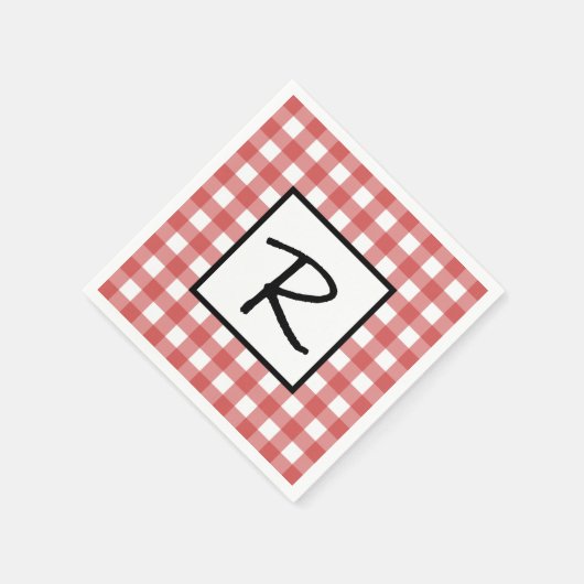 Classic Red and White Gingham GRILLEN Picnic Party Serviette (Ecke)