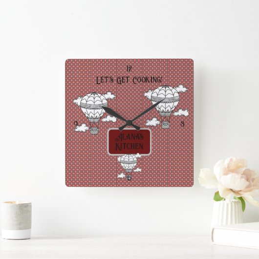 Classic Red and White Tartan Quadratische Wanduhr (Zuhause)