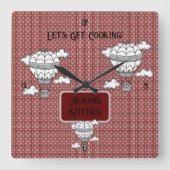 Classic Red and White Tartan Quadratische Wanduhr (Vorderseite)