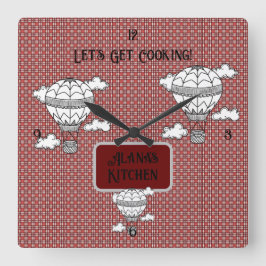 Classic Red and White Tartan Quadratische Wanduhr