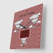 Classic Red and White Tartan Quadratische Wanduhr (Winkel)