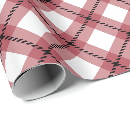 Classic Red Argyle Plaid Christmas Geschenkpapier (Rolleneckpunkt)