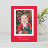 Classic Red Background Foto Weihnachtskarte Einladung (Stehend Vorderseite)
