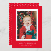 Classic Red Background Foto Weihnachtskarte Einladung (Vorne/Hinten)