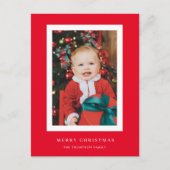 Classic Red Background Foto Weihnachtskarte Postkarte (Vorderseite)