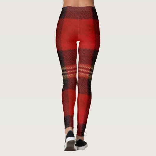 Classic Red Black Buffalo Plaid Flannel Leggings (Rückseite)