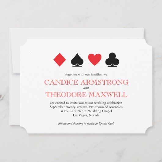 Classic Red Black Card Anzugs Las Vegas Wedding Einladung (Vorderseite)