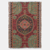 Classic Red Black & Green, Persian Rug Carpet Decke (Vorderseite Vertikal)
