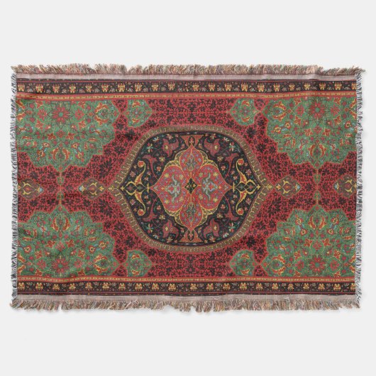 Classic Red Black & Green, Persian Rug Carpet Decke (Vorderseite)