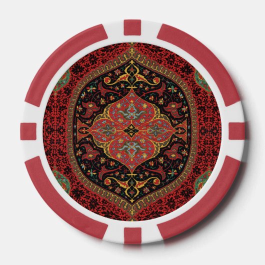 Classic Red Black & Green, Persian Rug Carpet Pokerchips (Vorderseite)