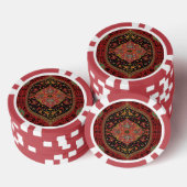Classic Red Black & Green, Persian Rug Carpet Pokerchips (Stapel)
