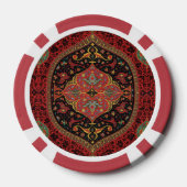Classic Red Black & Green, Persian Rug Carpet Pokerchips (Rückseite)