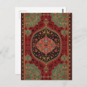 Classic Red Black & Green, Persian Rug Carpet Postkarte (Vorne/Hinten)