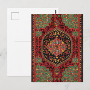 Classic Red Black & Green, Persian Rug Carpet Postkarte
