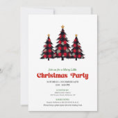 Classic Red Black Plaid Holiday Party Printable Einladung (Vorderseite)
