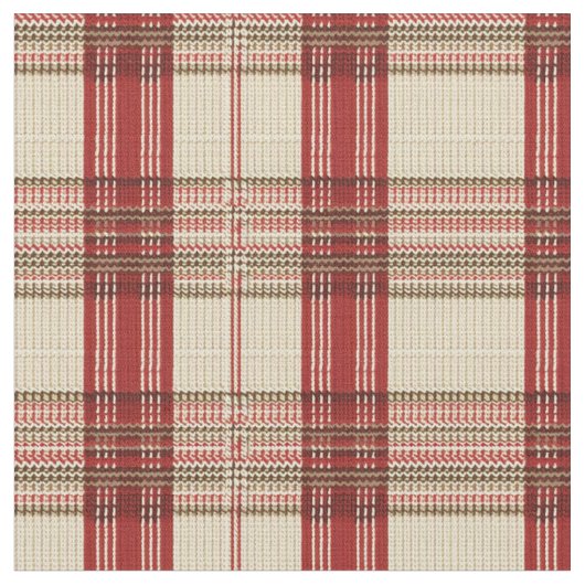 Classic Red & Black Tartan Kariert - Rustikaler Wa Stoff (Nahaufnahme)
