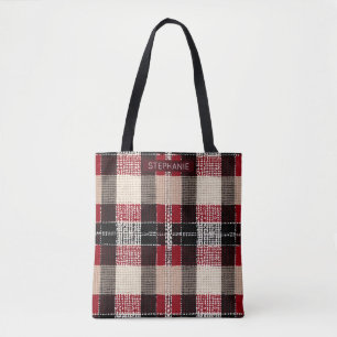 Classic Red & Black Tartan Kariert - Rustikales Wo Tasche