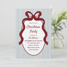 Classic Red Blue Stripes & Bow Frame Christmas