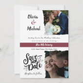 Classic Red Burgundy Save the Date, Place 2 Foto Einladung (Vorderseite)