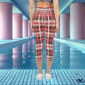Classic Red Campbell Clan Tartan Kariertes Design Capri Leggings
