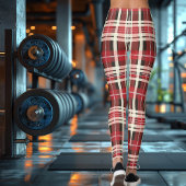 Classic Red Campbell Clan Tartan Kariertes Design Leggings