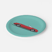 Classic Red Car Birthday Party Pappteller (Schrägansicht)