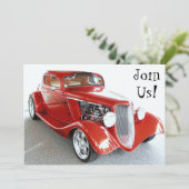 Classic Red Car Retirement Party Einladung (Stehend Vorderseite)