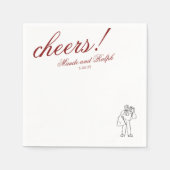 Classic Red Cheers Elegante Personalisierte Hochze Serviette (Vorderseite)