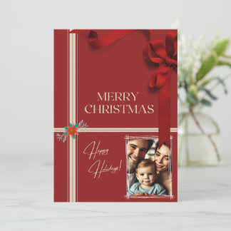 Classic Red Christmas Card - Family Foto Einladung