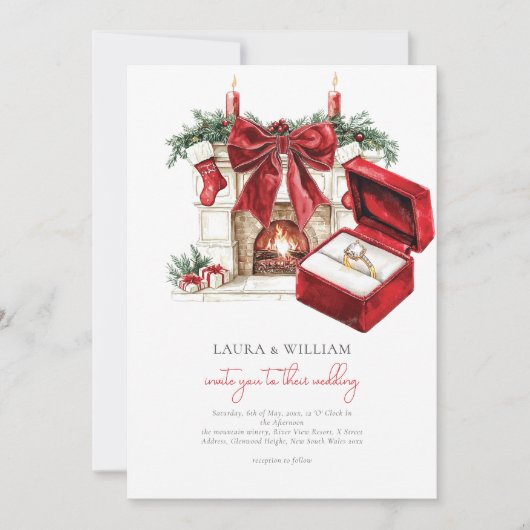 Classic Red Christmas Einladung (Vorderseite)