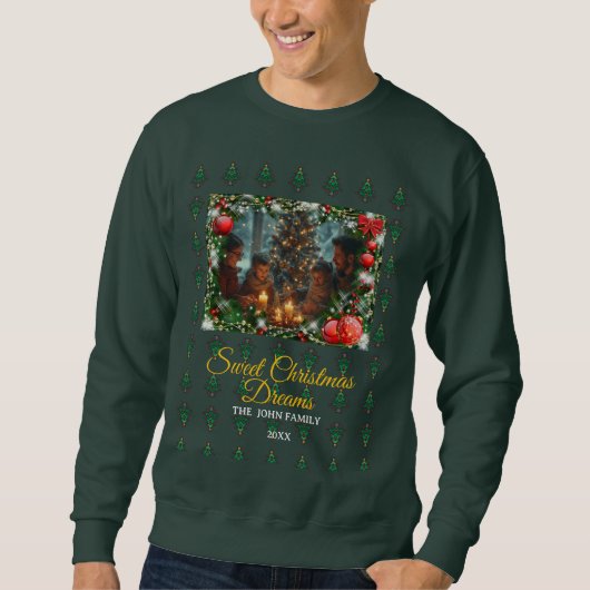 Classic Red Christmas Greeting Photo Sweatshirt (Vorderseite)