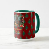 Classic Red Christmas Greeting Photo Tasse (VorderseiteRechts)