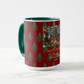 Classic Red Christmas Greeting Photo Tasse (Vorderseite Links)