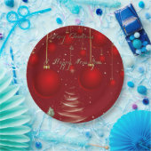 Classic Red Christmas Ornaments Christmas Pappteller (Party)