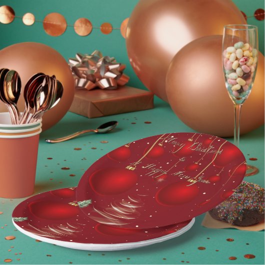 Classic Red Christmas Ornaments Christmas Pappteller (Multi)