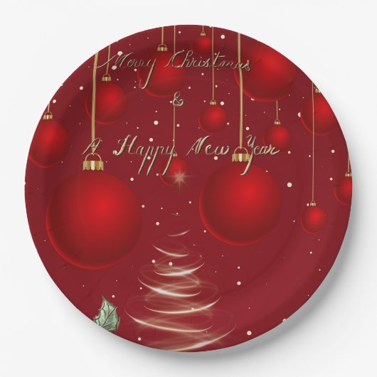 Classic Red Christmas Ornaments Christmas Pappteller (Vorderseite)