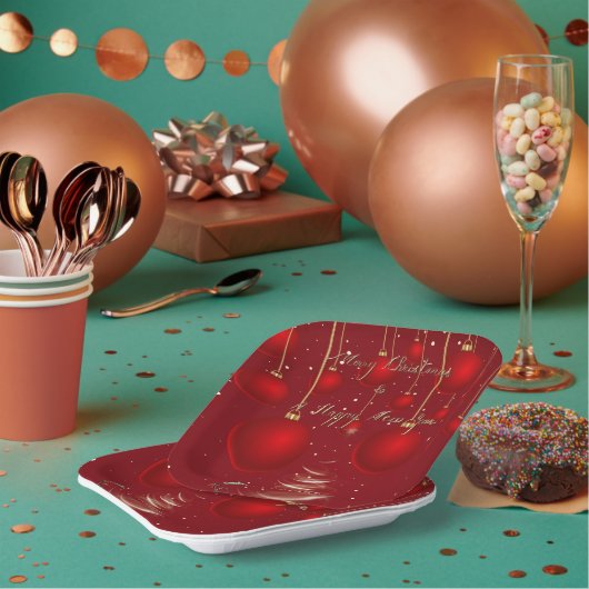 Classic Red Christmas Ornaments Christmas Pappteller (Multi)