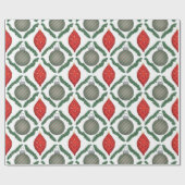 Classic Red Christmas Ornaments Wrapping Paper Geschenkpapier (Flach)