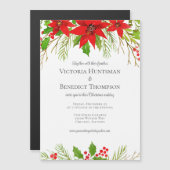 Classic Red Christmas Poinsettia Floral Wedding Magneteinladung (Vorne/Hinten)
