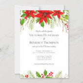 Classic Red Christmas Poinsettia Floral Wedding Magneteinladung (Vorderseite)