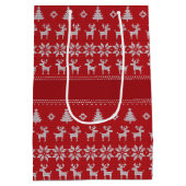 Classic Red Christmas Rentier Custom Party Mittlere Geschenktüte (Rückseite)