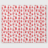 Classic Red Christmas Tree Jolly Holiday Pattern Geschenkpapier (Flach)