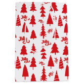 Classic Red Christmas Tree Jolly Holiday Pattern Mittlere Geschenktüte (Vorderseite)