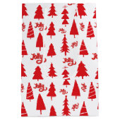 Classic Red Christmas Tree Jolly Holiday Pattern Mittlere Geschenktüte (Rückseite)