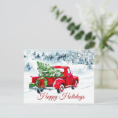 Classic Red Christmas Truck Corporate Gruß Postkarte (Stehend Vorderseite)