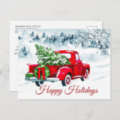 Classic Red Christmas Truck Corporate Gruß Postkarte (Vorne/Hinten)