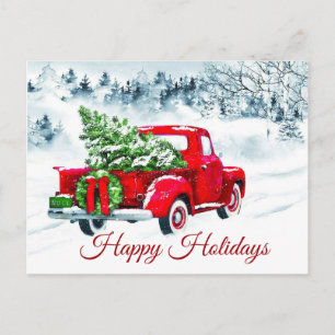 Classic Red Christmas Truck Corporate Gruß Postkarte