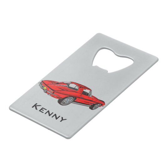 Classic Red Corvette Design Flaschenöffner (Vorderseite Schrägansicht)