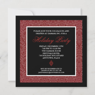 Classic Red Damask Corporate Holiday Party Einladung