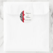 Classic Red Damask Wedding Label Runder Aufkleber (Tasche)